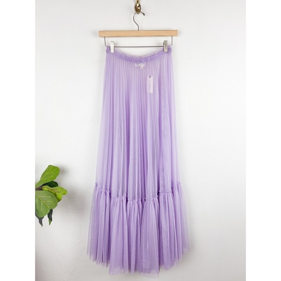 NWT Geisha Designs X Anthropologie Purple Sheer Maxi Skirt Sz S - Picture 2 of 10